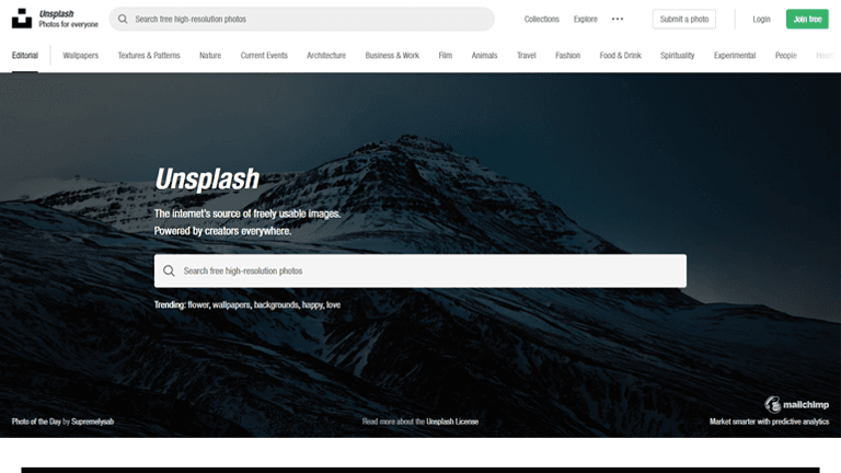 Unsplash- social media marketing tool